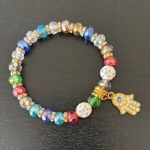 Multicolor Beaded Bracelet with Gold Accents